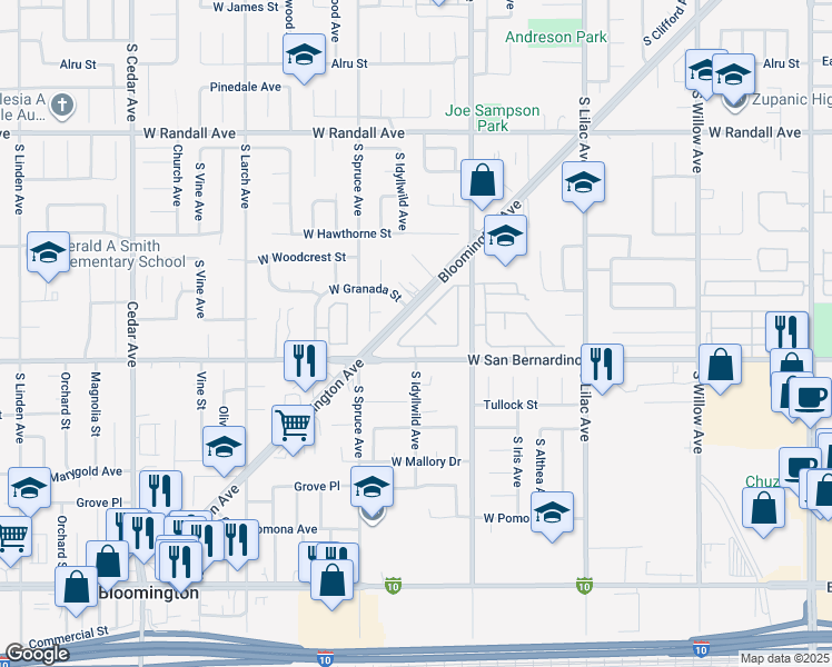 map of restaurants, bars, coffee shops, grocery stores, and more near 813 Woodcrest Street in Bloomington