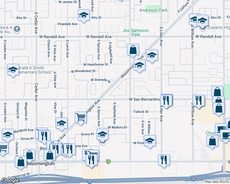 map of restaurants, bars, coffee shops, grocery stores, and more near 813 Woodcrest Street in Bloomington
