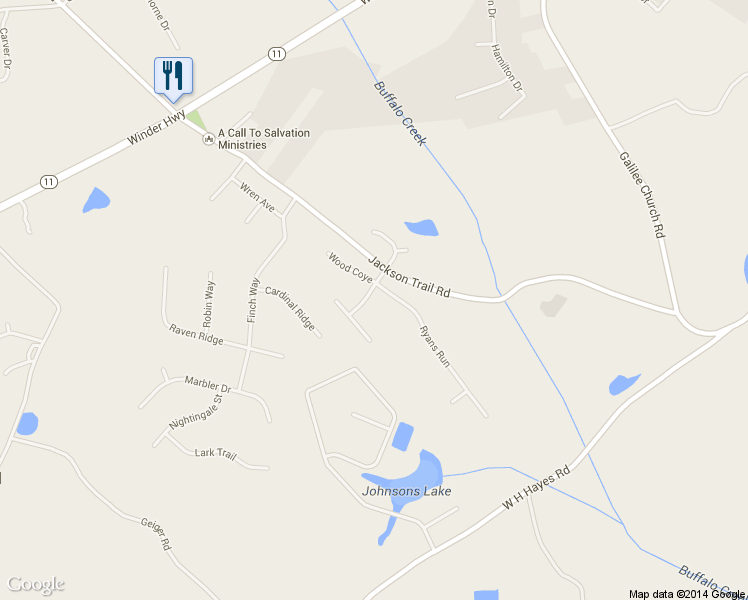 map of restaurants, bars, coffee shops, grocery stores, and more near 22 Ryans Run in Jefferson