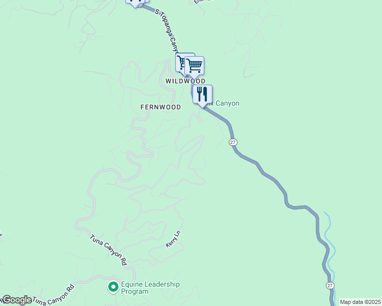 map of restaurants, bars, coffee shops, grocery stores, and more near 19778 Grand View Drive in Topanga