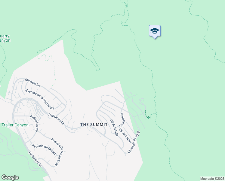 map of restaurants, bars, coffee shops, grocery stores, and more near 16864 Calle Bellevista in Los Angeles
