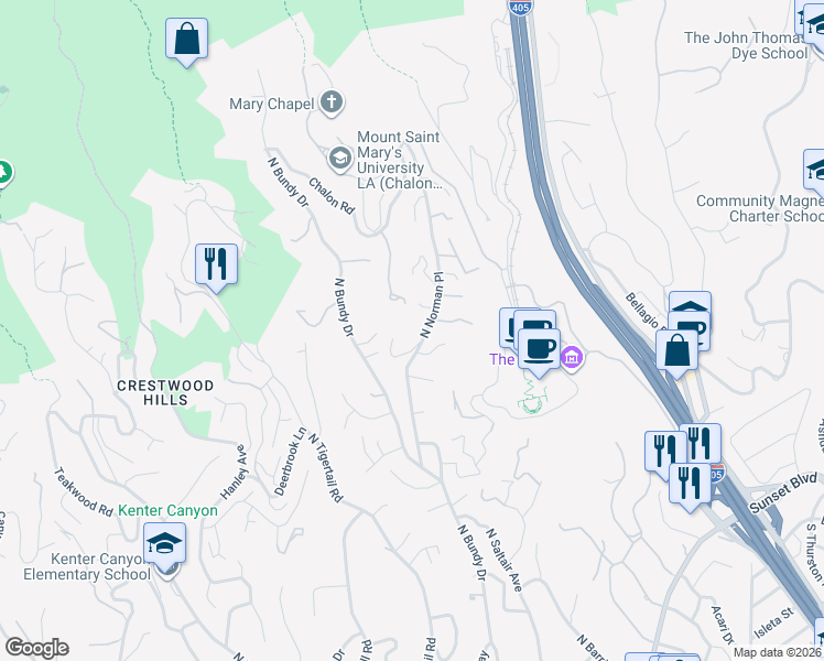 map of restaurants, bars, coffee shops, grocery stores, and more near 941 North Norman Place in Los Angeles