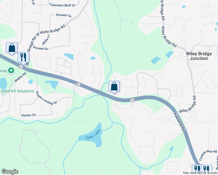 map of restaurants, bars, coffee shops, grocery stores, and more near 117 Clover Way in Woodstock