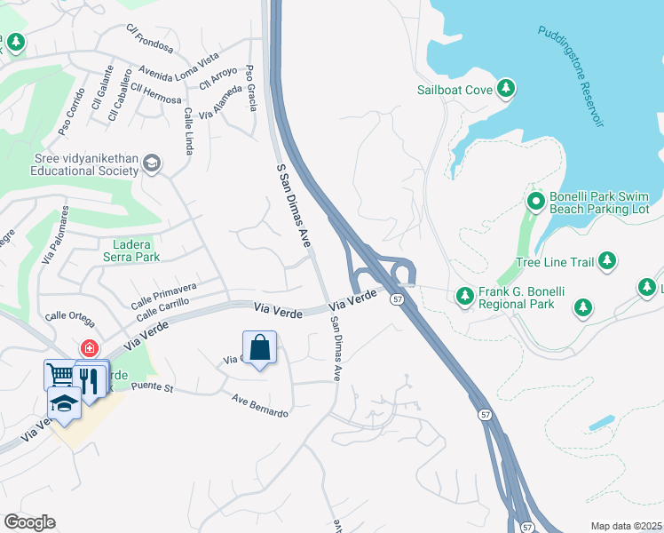 map of restaurants, bars, coffee shops, grocery stores, and more near 1740 San Dimas Avenue in San Dimas