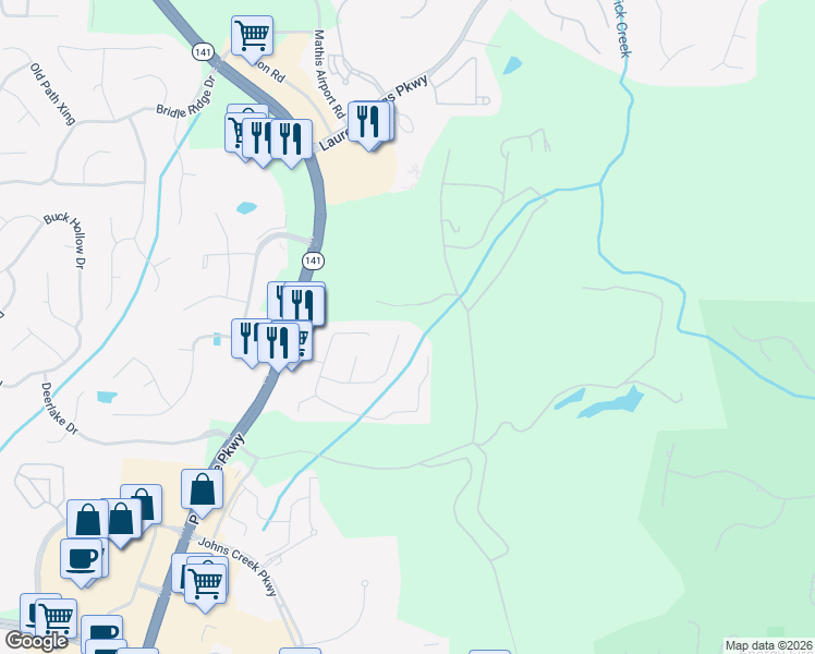 map of restaurants, bars, coffee shops, grocery stores, and more near 3870 Seaton Drive in Suwanee
