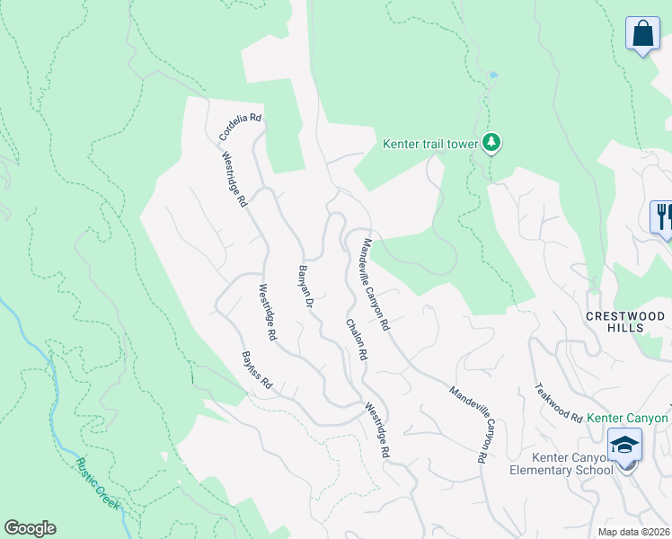 map of restaurants, bars, coffee shops, grocery stores, and more near 13187 Chalon Road in Los Angeles