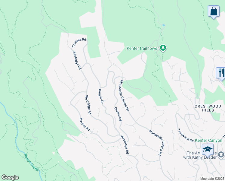 map of restaurants, bars, coffee shops, grocery stores, and more near 13187 Chalon Road in Los Angeles