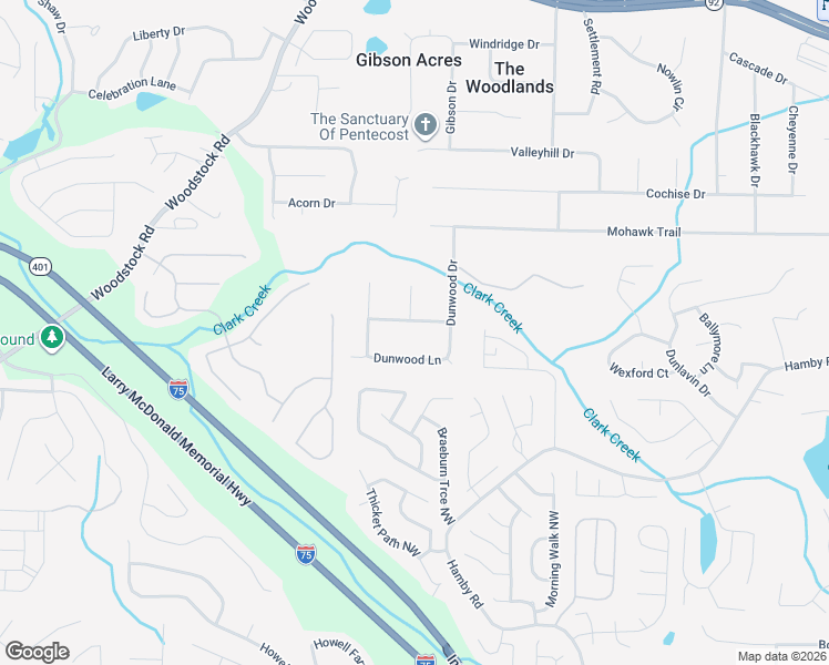 map of restaurants, bars, coffee shops, grocery stores, and more near 2772 Dunwood Lane in Acworth
