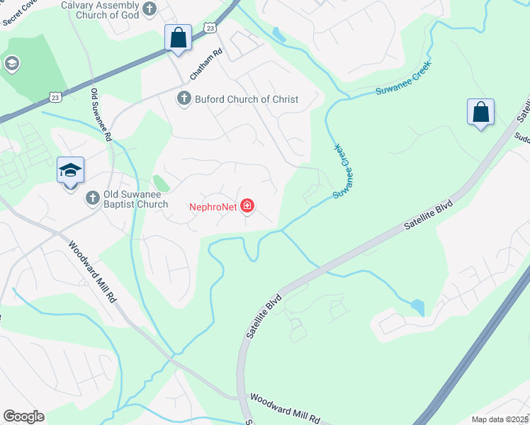 map of restaurants, bars, coffee shops, grocery stores, and more near 3786 Creekview Ridge Drive Northeast in Buford