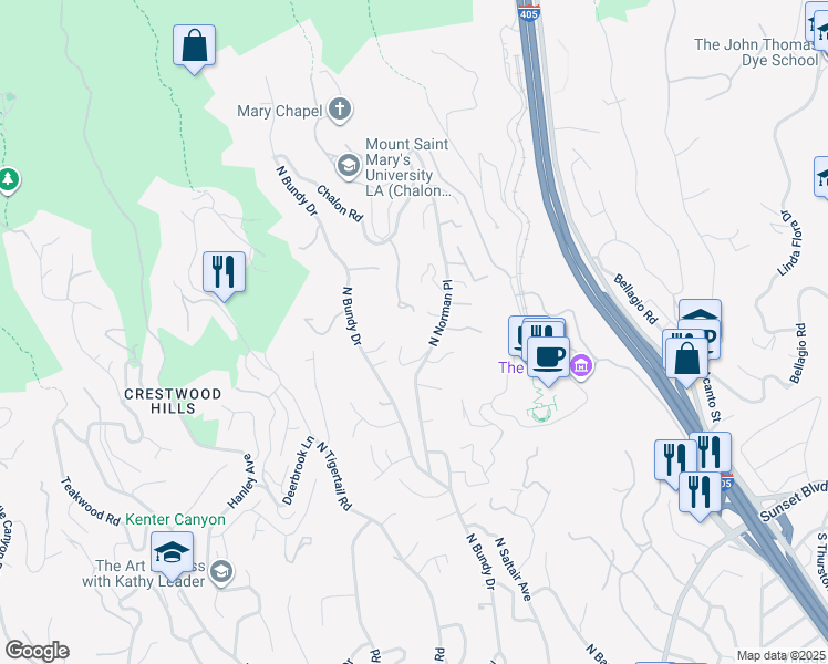 map of restaurants, bars, coffee shops, grocery stores, and more near 949 North Norman Place in Los Angeles
