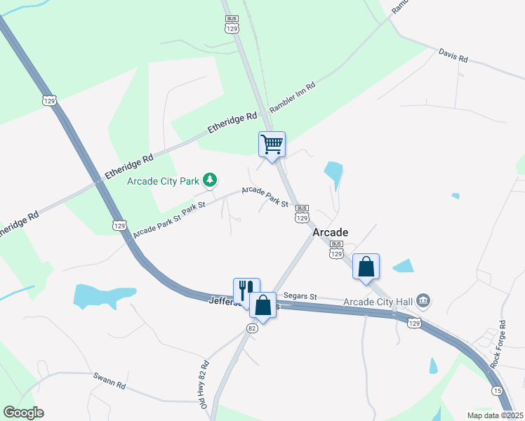 map of restaurants, bars, coffee shops, grocery stores, and more near 45 Arcade Park Street in Jefferson