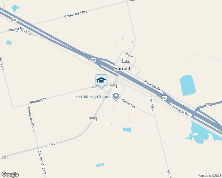 map of restaurants, bars, coffee shops, grocery stores, and more near Farm to Market Road 1763 in Harrold