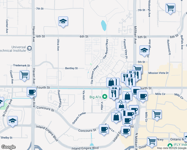 map of restaurants, bars, coffee shops, grocery stores, and more near 9646 Nova Place in Rancho Cucamonga