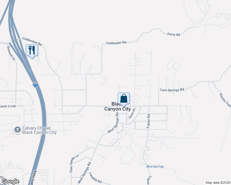 map of restaurants, bars, coffee shops, grocery stores, and more near 33425 Ta Do Hoya Trail in Black Canyon City