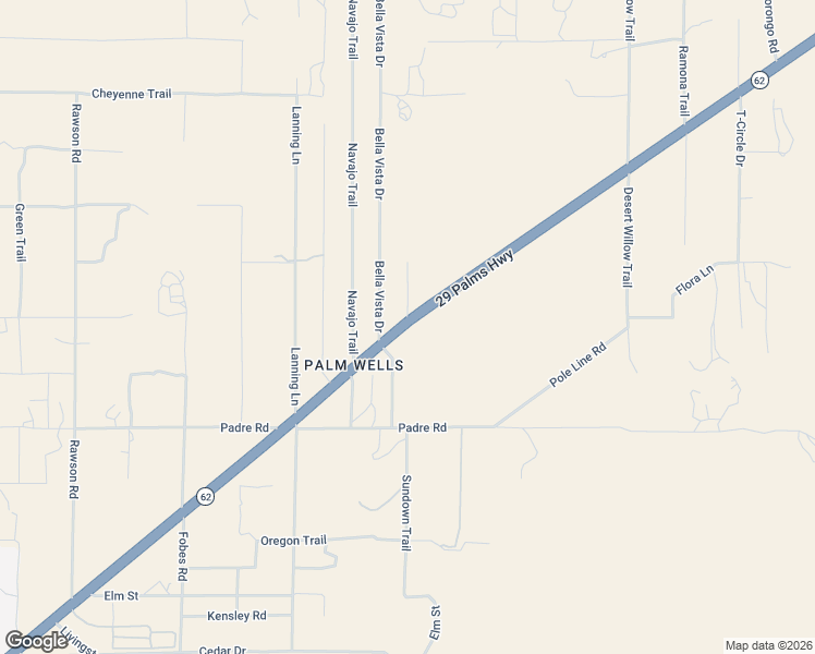 map of restaurants, bars, coffee shops, grocery stores, and more near 49780 Twentynine Palms Highway in Morongo Valley