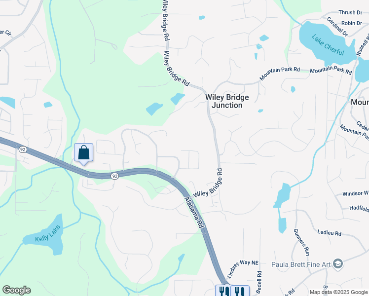 map of restaurants, bars, coffee shops, grocery stores, and more near 288 Parc View Lane in Woodstock