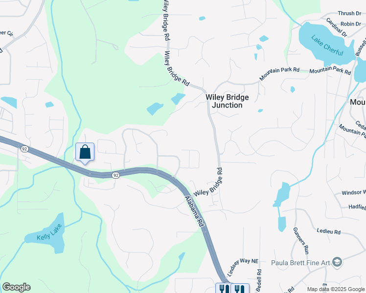 map of restaurants, bars, coffee shops, grocery stores, and more near 292 Parc View Lane in Woodstock