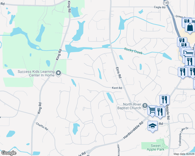 map of restaurants, bars, coffee shops, grocery stores, and more near 460 Hamilton Park Drive in Roswell