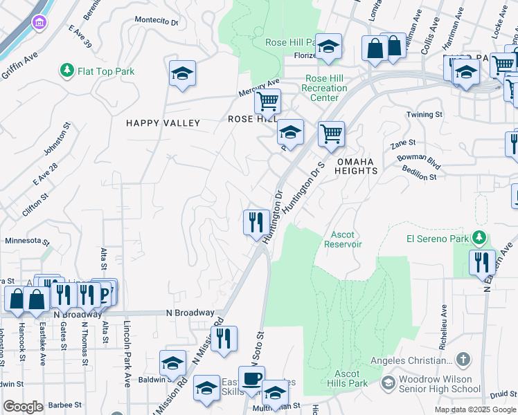 map of restaurants, bars, coffee shops, grocery stores, and more near 4418 Tourmaline Street in Los Angeles