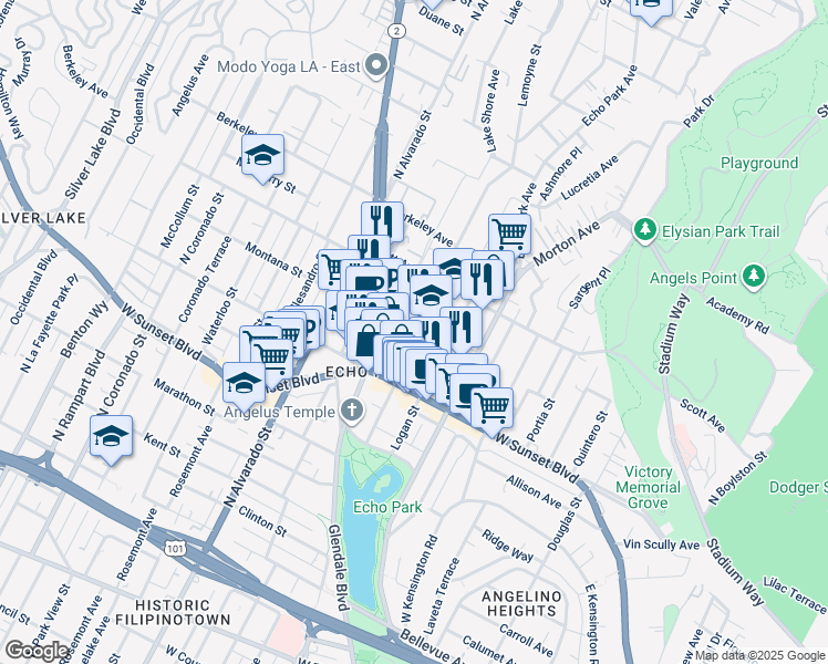 map of restaurants, bars, coffee shops, grocery stores, and more near in Los Angeles