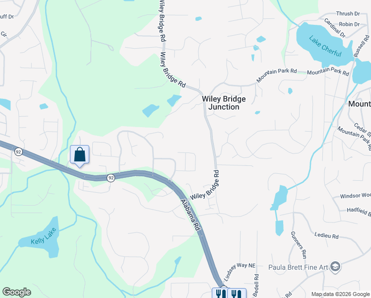 map of restaurants, bars, coffee shops, grocery stores, and more near 278 Parc View Lane in Woodstock