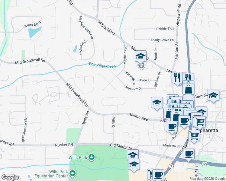 map of restaurants, bars, coffee shops, grocery stores, and more near 316 Heritage Lane in Alpharetta