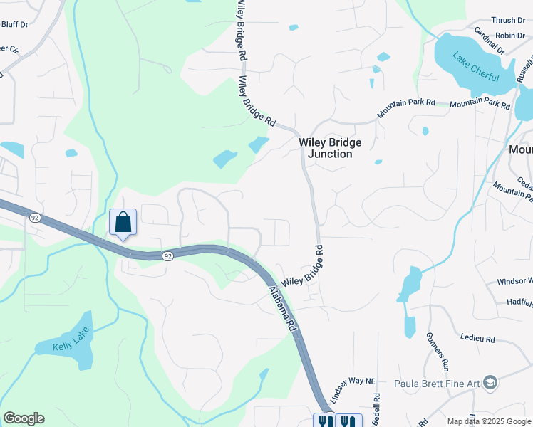 map of restaurants, bars, coffee shops, grocery stores, and more near 290 Parc View Lane in Woodstock
