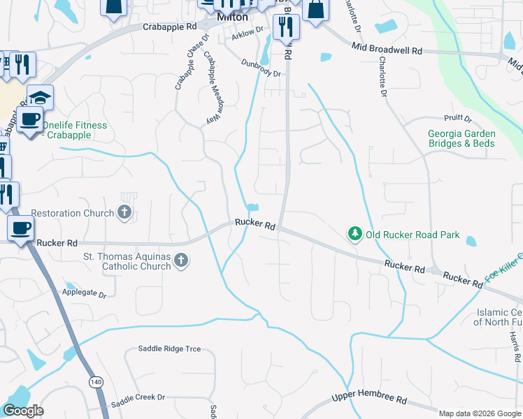 map of restaurants, bars, coffee shops, grocery stores, and more near 12270 Beragio Place in Alpharetta