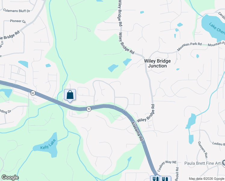 map of restaurants, bars, coffee shops, grocery stores, and more near 213 Colony Center Drive in Woodstock