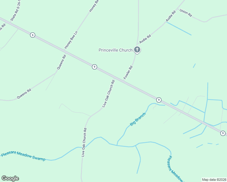 map of restaurants, bars, coffee shops, grocery stores, and more near 195 Live Oak Church Road in Loris