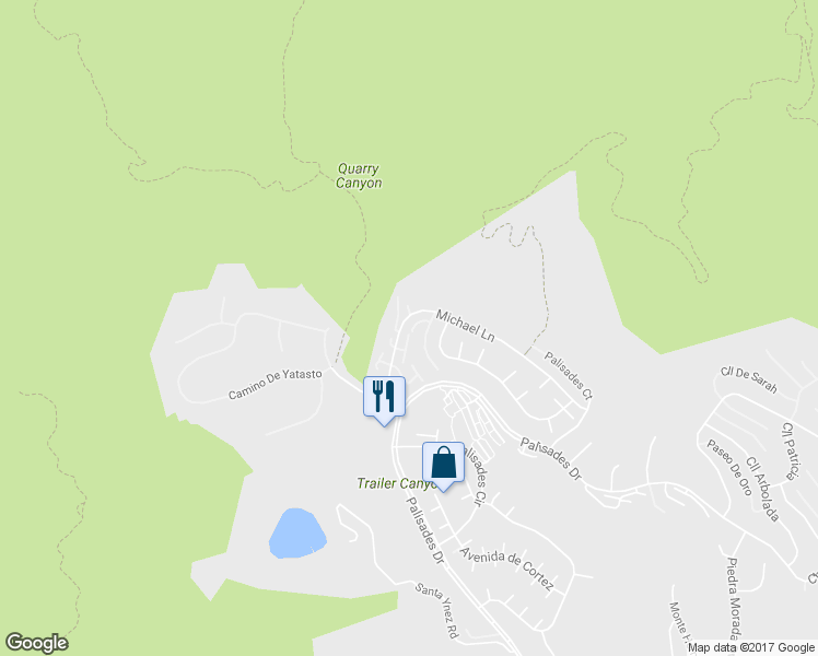 map of restaurants, bars, coffee shops, grocery stores, and more near 1622 Michael Lane in Los Angeles