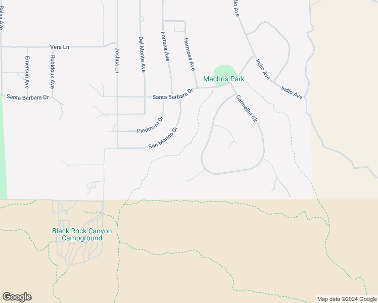 map of restaurants, bars, coffee shops, grocery stores, and more near 9486 Carmelita Circle in Yucca Valley
