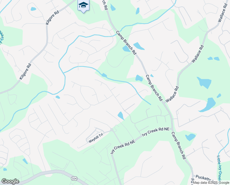 map of restaurants, bars, coffee shops, grocery stores, and more near 2665 Black Fox Way in Buford