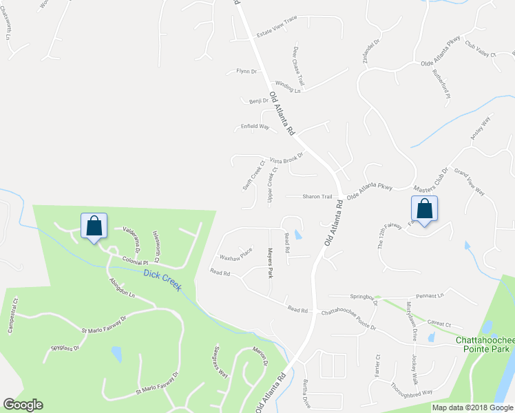 map of restaurants, bars, coffee shops, grocery stores, and more near 5865 Trailwood Court in Suwanee