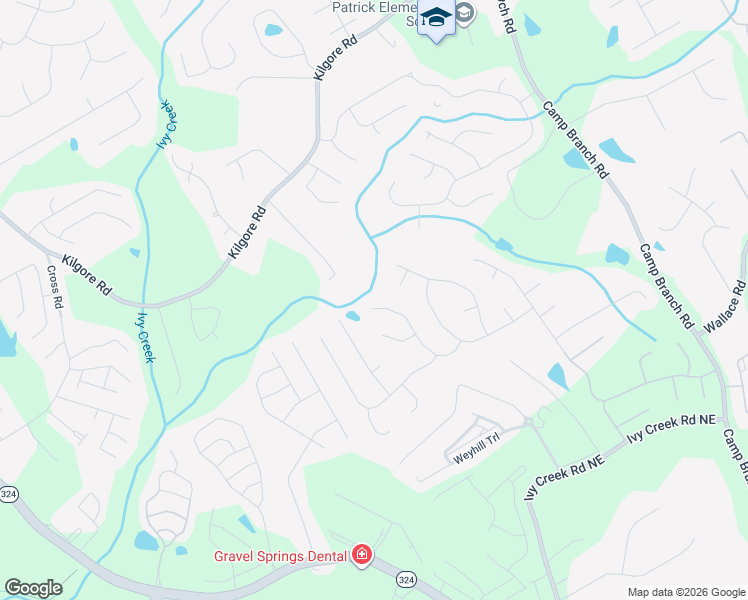 map of restaurants, bars, coffee shops, grocery stores, and more near 3155 Rock Manor Way in Buford