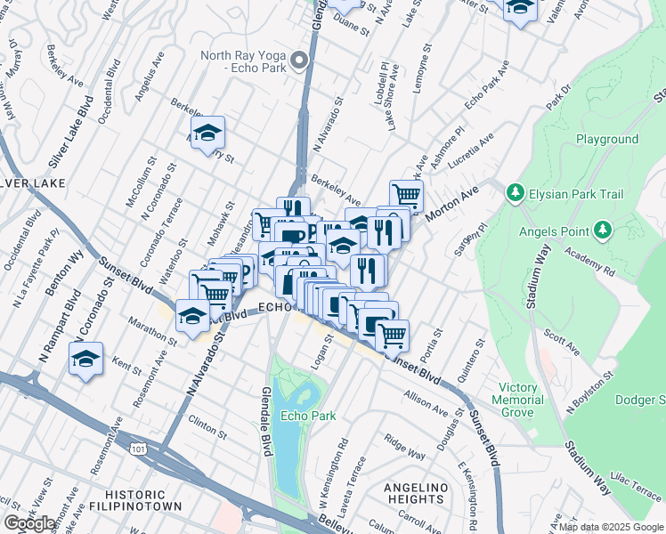 map of restaurants, bars, coffee shops, grocery stores, and more near in Los Angeles