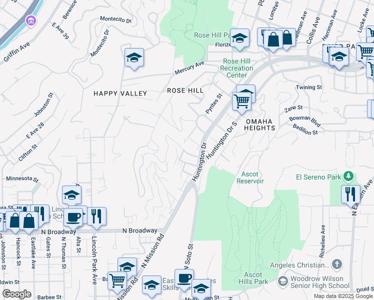 map of restaurants, bars, coffee shops, grocery stores, and more near 4419 Radium Drive in Los Angeles