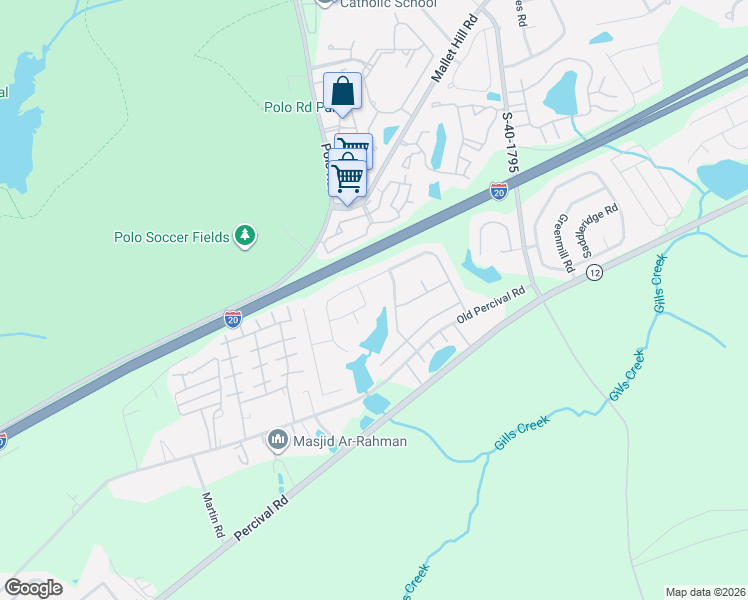 map of restaurants, bars, coffee shops, grocery stores, and more near 245 Allans Mill Drive in Columbia