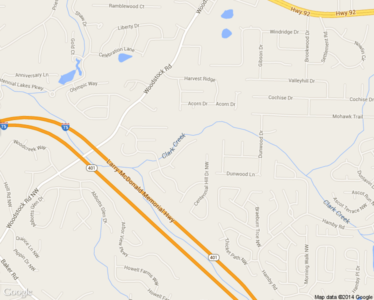 map of restaurants, bars, coffee shops, grocery stores, and more near 5176 Centennial Creek View Northwest in Acworth