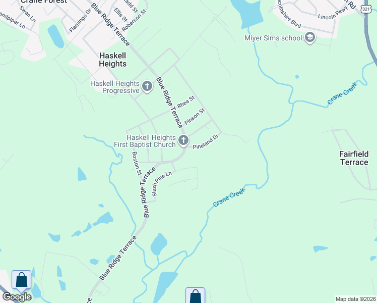 map of restaurants, bars, coffee shops, grocery stores, and more near 1136 Blue Ridge Terrace in Columbia