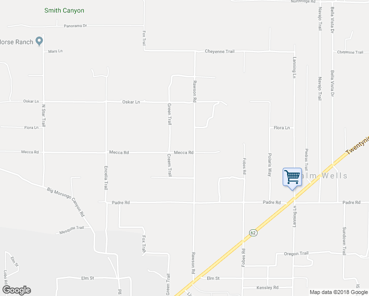 map of restaurants, bars, coffee shops, grocery stores, and more near 51066 Mecca Road in Morongo Valley