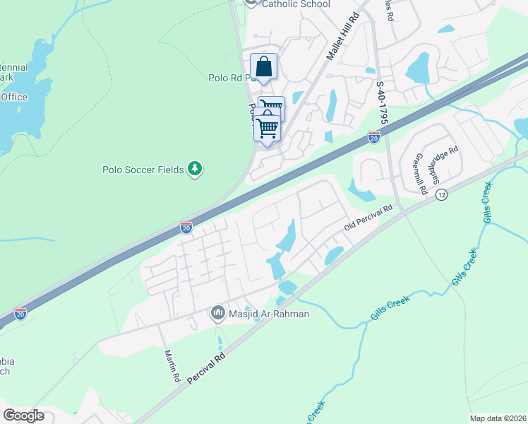 map of restaurants, bars, coffee shops, grocery stores, and more near 245 Allans Mill Drive in Columbia