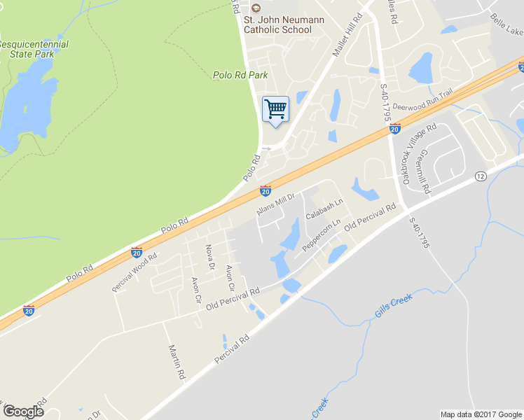 map of restaurants, bars, coffee shops, grocery stores, and more near 268 Allans Mill Drive in Columbia