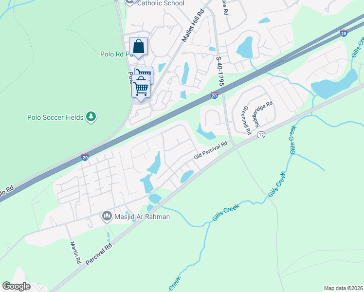 map of restaurants, bars, coffee shops, grocery stores, and more near 413 Calabash Lane in Columbia