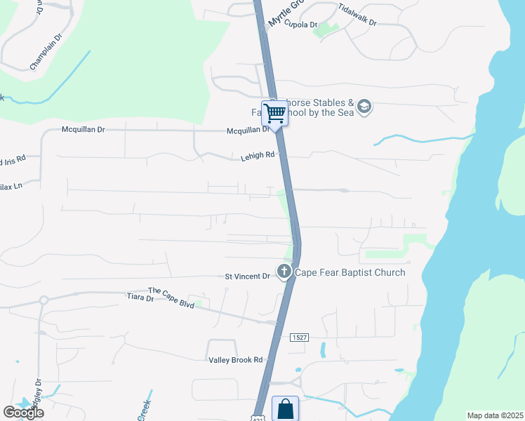 map of restaurants, bars, coffee shops, grocery stores, and more near 815 Inlet Acres Dr in Wilmington