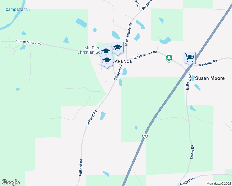 map of restaurants, bars, coffee shops, grocery stores, and more near 2330 Gilliland Road in Blountsville