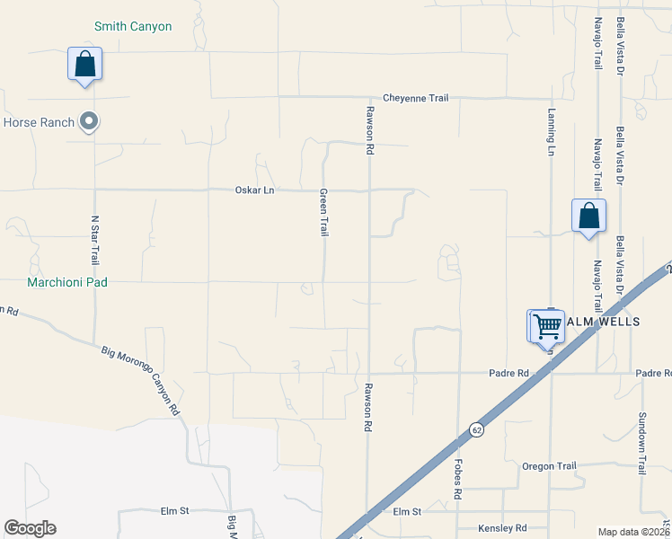 map of restaurants, bars, coffee shops, grocery stores, and more near 51088 Mecca Road in Morongo Valley