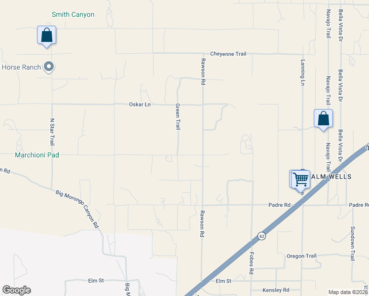 map of restaurants, bars, coffee shops, grocery stores, and more near 51066 Mecca Road in Morongo Valley