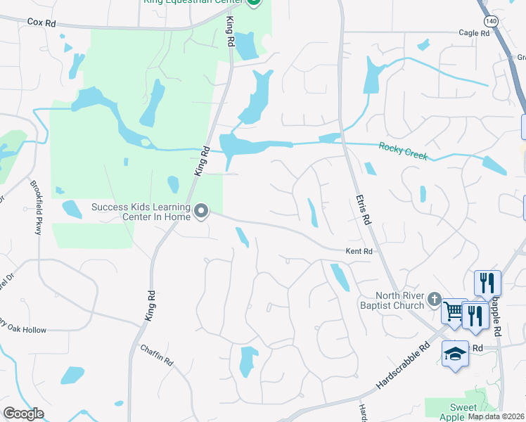 map of restaurants, bars, coffee shops, grocery stores, and more near 655 Lytham Court in Roswell