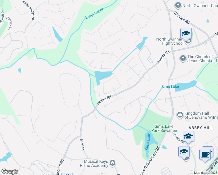 map of restaurants, bars, coffee shops, grocery stores, and more near 4858 Rosemoore Court in Suwanee